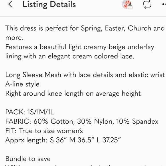 Dress with Long sleeve mesh with lace details. - Picture 5 of 5